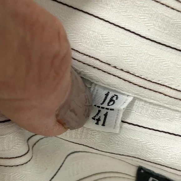 Dolce & Gabbana White with Subtle Brown Stripe Spread Collar Dress Shirt - Picture 2 of 8